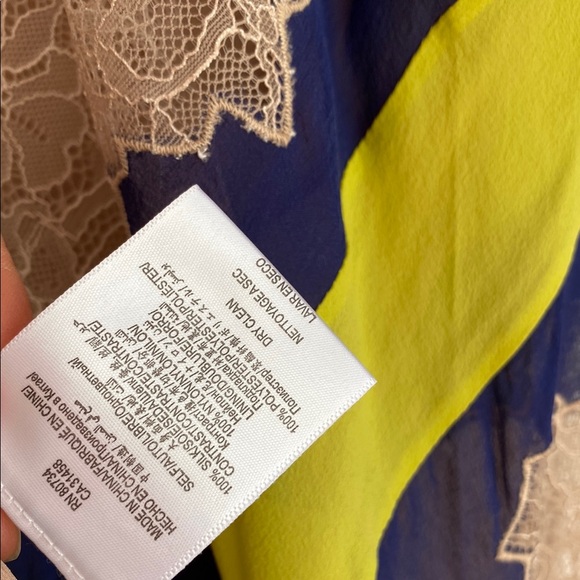 BCBG MaxAzria RUNWAY - Elegant Lace Dress with Blue and Yellow Accents - Picture 8 of 8